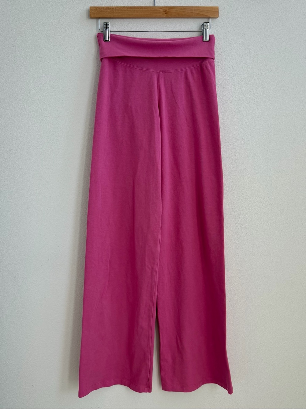 Brandy Melville Pink Foldover Waist Wide Leg Fuchsia Yoga Pants